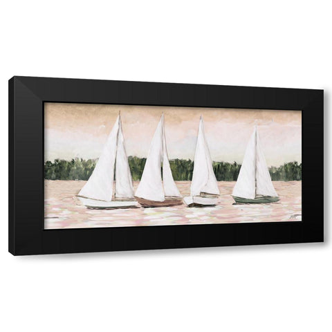 Great Sails At Sunset Black Modern Wood Framed Art Print by DeRice, Julie