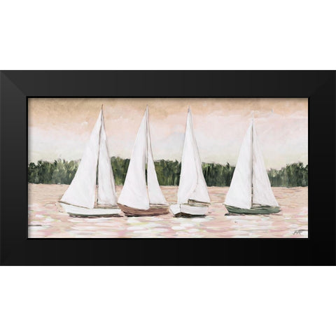 Great Sails At Sunset Black Modern Wood Framed Art Print by DeRice, Julie