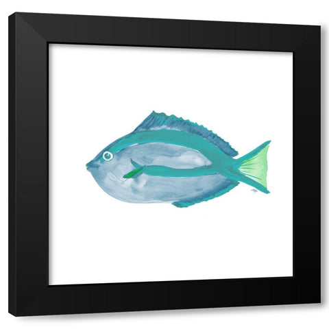 Seafoam Fish II Black Modern Wood Framed Art Print by DeRice, Julie