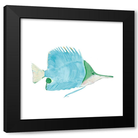 Seafoam Fish III Black Modern Wood Framed Art Print with Double Matting by DeRice, Julie