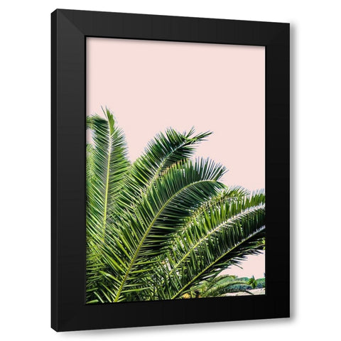 Tropical Leaves On Blush I Black Modern Wood Framed Art Print with Double Matting by Acosta