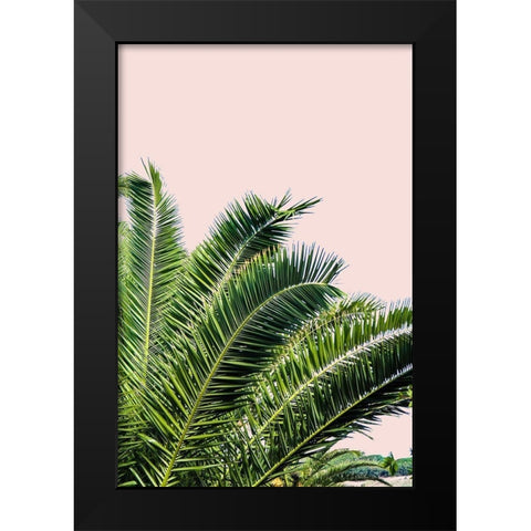 Tropical Leaves On Blush I Black Modern Wood Framed Art Print by Acosta
