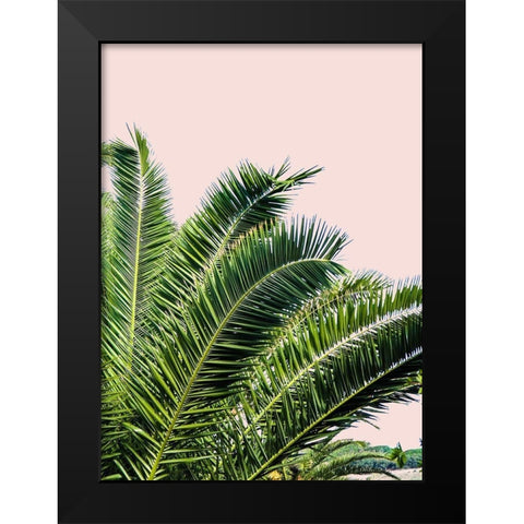 Tropical Leaves on Blush I Black Modern Wood Framed Art Print by Acosta