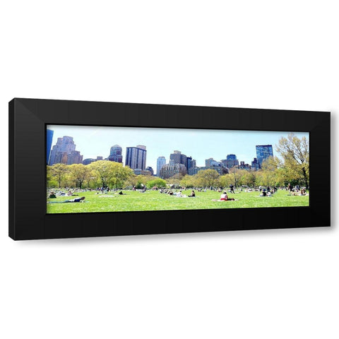 Central Park Picnic Black Modern Wood Framed Art Print by Acosta