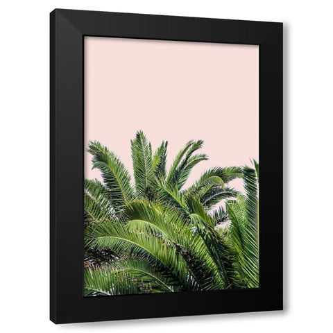 Tropical Leaves on Blush II Black Modern Wood Framed Art Print with Double Matting by Acosta