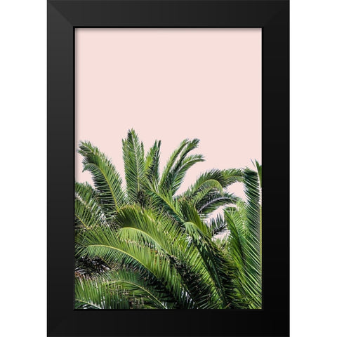 Tropical Leaves on Blush II Black Modern Wood Framed Art Print by Acosta