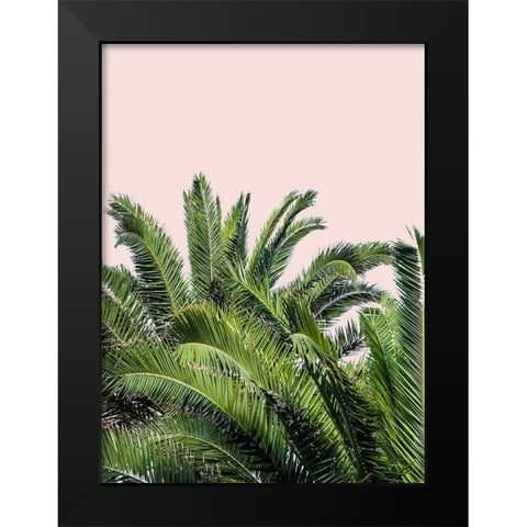 Tropical Leaves on Blush II Black Modern Wood Framed Art Print by Acosta