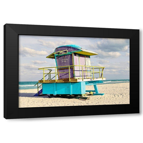 12th Street Lifeguard Black Modern Wood Framed Art Print by Lake, Shelley