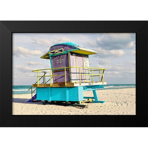 12th Street Lifeguard Black Modern Wood Framed Art Print by Lake, Shelley