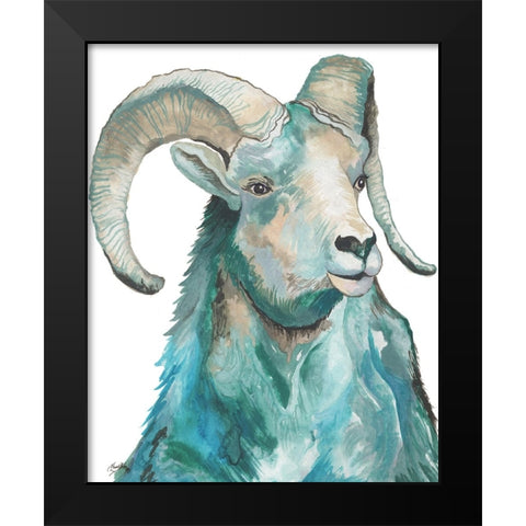 Teal Ram Black Modern Wood Framed Art Print by Medley, Elizabeth