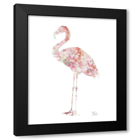 Flowers In Flamingo Black Modern Wood Framed Art Print with Double Matting by Pinto, Patricia
