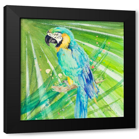 Colorful Parrot Black Modern Wood Framed Art Print by Pinto, Patricia