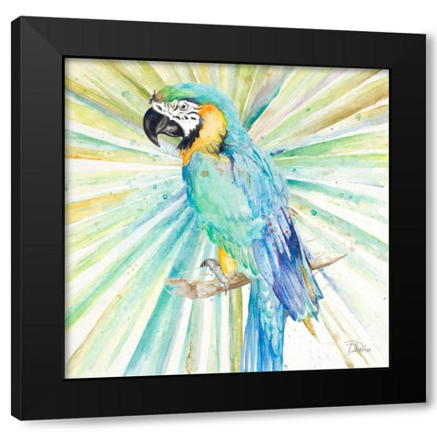 Bright Tropical Parrot Black Modern Wood Framed Art Print with Double Matting by Pinto, Patricia