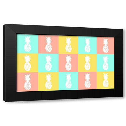 Modern Pineapple Squares Black Modern Wood Framed Art Print by DeRice, Julie