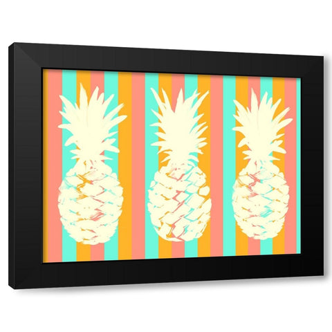 Striped Pineapple Trio Black Modern Wood Framed Art Print by DeRice, Julie