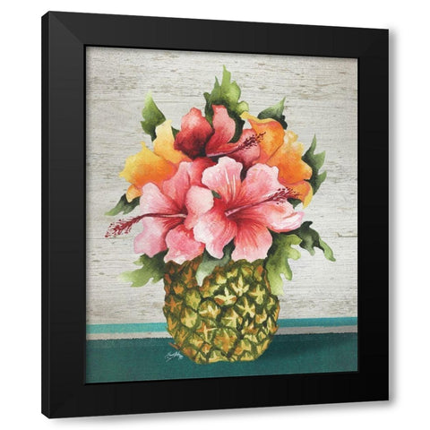 Tropical Bouquet Black Modern Wood Framed Art Print with Double Matting by Medley, Elizabeth