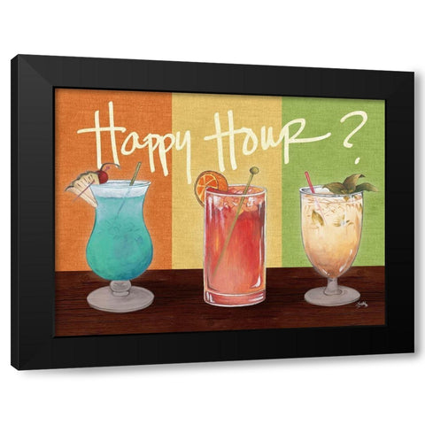 Happy Hour Drinks Black Modern Wood Framed Art Print with Double Matting by Medley, Elizabeth