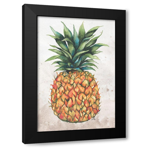 Tropic Pineapple Black Modern Wood Framed Art Print with Double Matting by Medley, Elizabeth