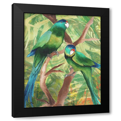 Tropical Birds II Black Modern Wood Framed Art Print by Medley, Elizabeth
