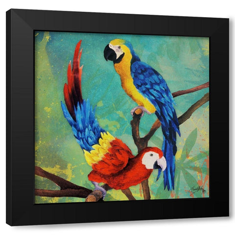 Tropical Birds in Love II Black Modern Wood Framed Art Print by Medley, Elizabeth