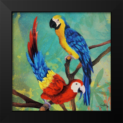 Tropical Birds in Love II Black Modern Wood Framed Art Print by Medley, Elizabeth