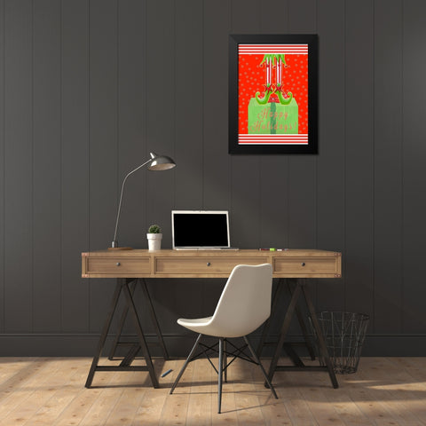 Happy Holidays Elf Black Modern Wood Framed Art Print by Ritter, Gina