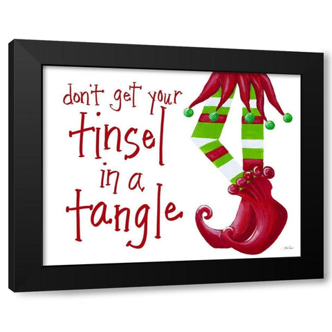 Dont Get Your Tinsel in a Tangle Black Modern Wood Framed Art Print by Ritter, Gina
