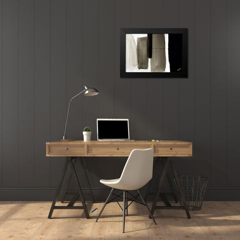 Dark Veil Abstract Black Modern Wood Framed Art Print by Loreth, Lanie