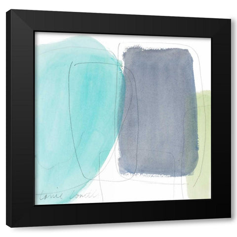 Teal and Grey Abstract I Black Modern Wood Framed Art Print by Loreth, Lanie
