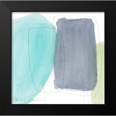 Teal and Grey Abstract I Black Modern Wood Framed Art Print by Loreth, Lanie