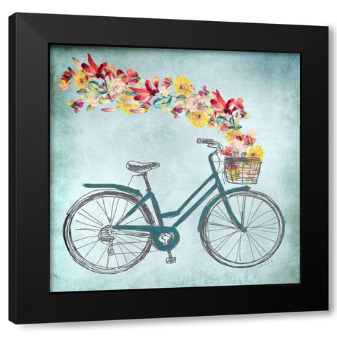 Floral Day Bike II Black Modern Wood Framed Art Print by Loreth, Lanie