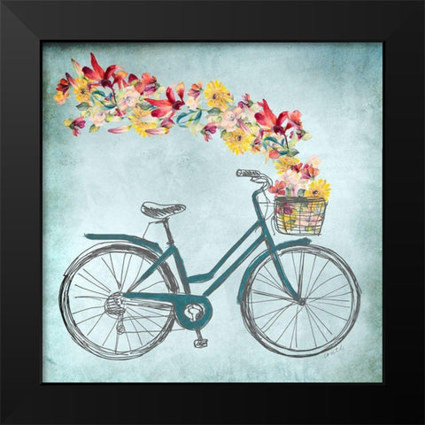 Floral Day Bike II Black Modern Wood Framed Art Print by Loreth, Lanie