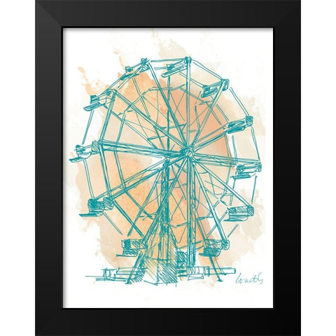 Teal Ferris Wheel I Black Modern Wood Framed Art Print by Loreth, Lanie
