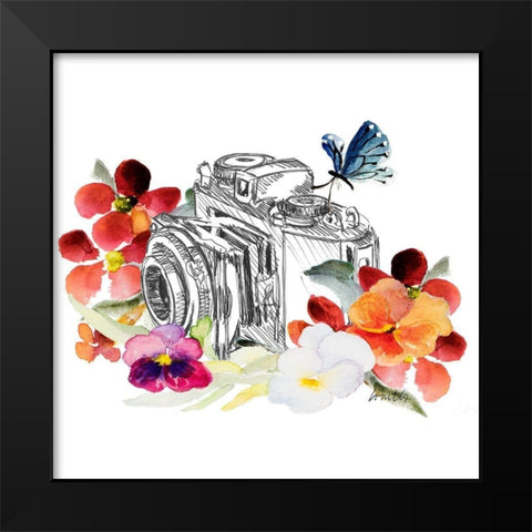 Camera Sketch on Fall Floral II Black Modern Wood Framed Art Print by Loreth, Lanie