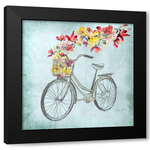 Floral Day Bike I Black Modern Wood Framed Art Print by Loreth, Lanie