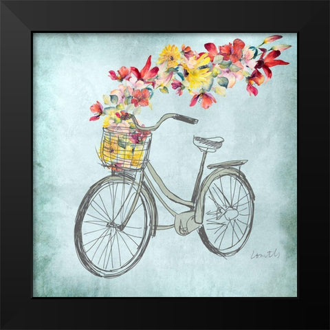 Floral Day Bike I Black Modern Wood Framed Art Print by Loreth, Lanie