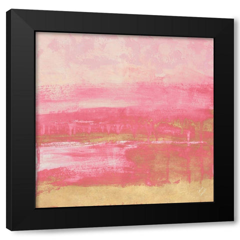 Pink and Gold Abstract Black Modern Wood Framed Art Print with Double Matting by Loreth, Lanie