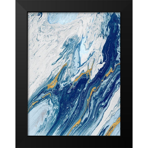 Beach Blue Waves Black Modern Wood Framed Art Print by Mercado, M.