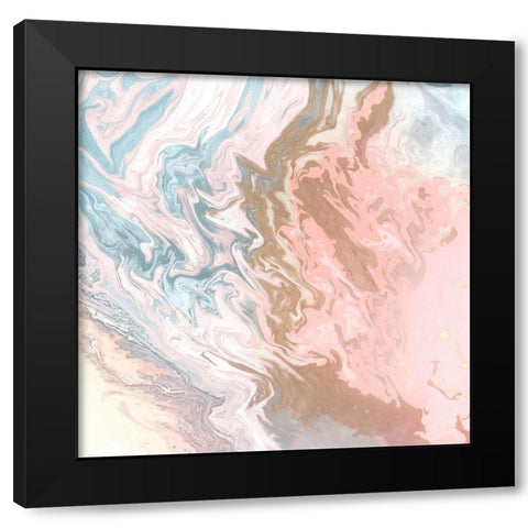 Soft Pink Agate Black Modern Wood Framed Art Print by Mercado, M.