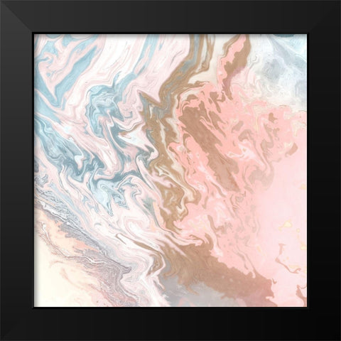 Soft Pink Agate Black Modern Wood Framed Art Print by Mercado, M.
