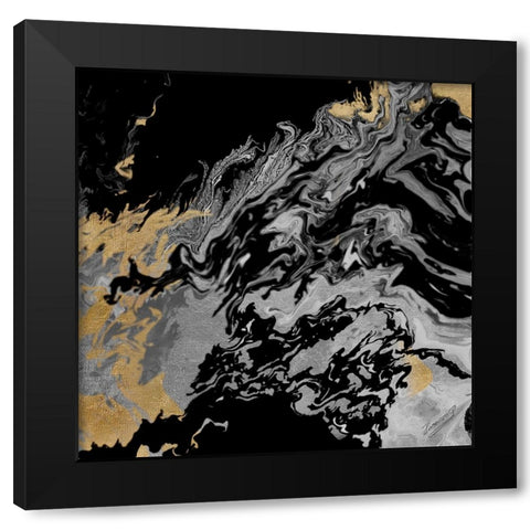 Touch of Gold Black Modern Wood Framed Art Print with Double Matting by Mercado, M.