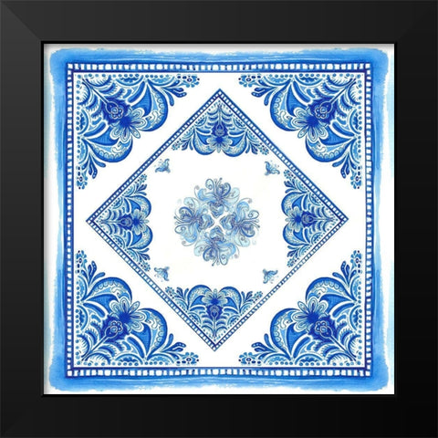 Artisan Tile Blue II Black Modern Wood Framed Art Print by Diannart