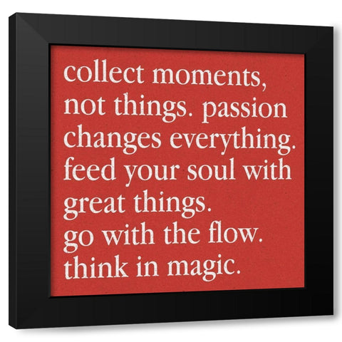 Collect Moments On Red Black Modern Wood Framed Art Print with Double Matting by SD Graphics Studio
