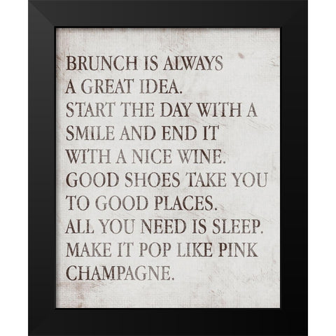 Brunch Is Always A Great Idea Black Modern Wood Framed Art Print by SD Graphics Studio