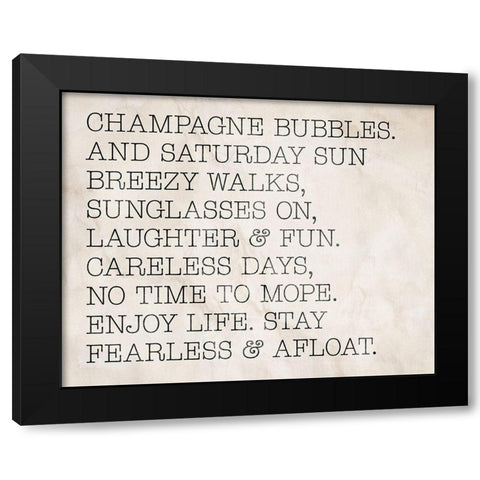 Champagne Bubbles Black Modern Wood Framed Art Print with Double Matting by SD Graphics Studio