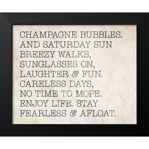 Champagne Bubbles Black Modern Wood Framed Art Print by SD Graphics Studio