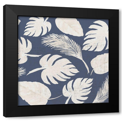 White Leaves Scatter Pattern Black Modern Wood Framed Art Print by DeRice, Julie