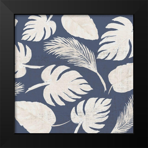 White Leaves Scatter Pattern Black Modern Wood Framed Art Print by DeRice, Julie
