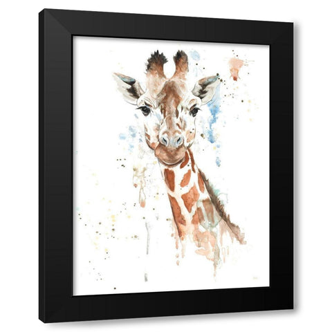 Water Giraffe Black Modern Wood Framed Art Print with Double Matting by Pinto, Patricia