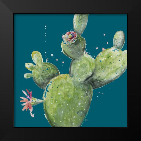 Natural Desert Cactus On Blue I Black Modern Wood Framed Art Print by Pinto, Patricia